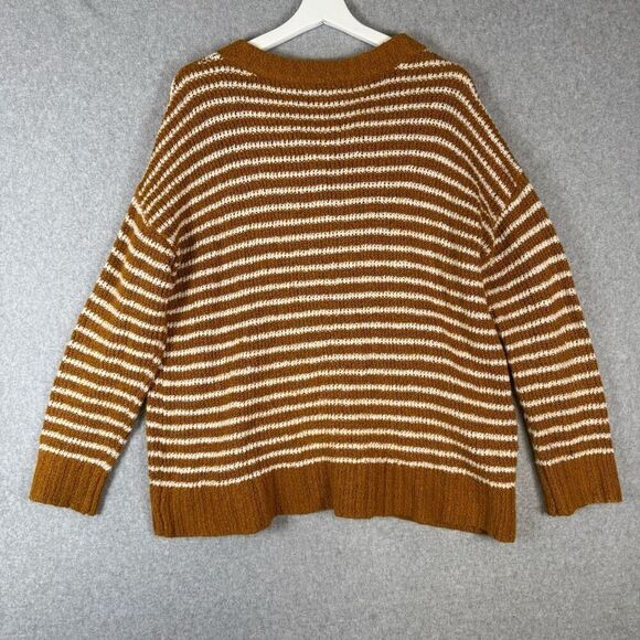 American Eagle Womens Medium Jegging Fit Pullover Sweater Brown White Stripe - Picture 6 of 6
